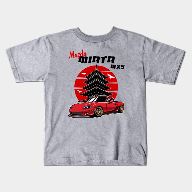 Mazda Miata MX5 Kids T-Shirt by mirailecs